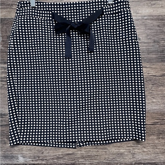 The Limited White and Blue Tie Front Polka Dot Mini Pencil Skirt - Picture 1 of 6